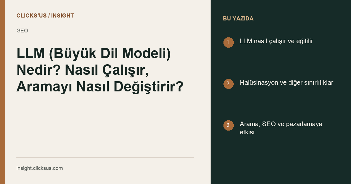 LLM (Büyük Dil Modeli) Nedir? Nasıl Çalışır, Aramayı Nasıl Değiştirir?