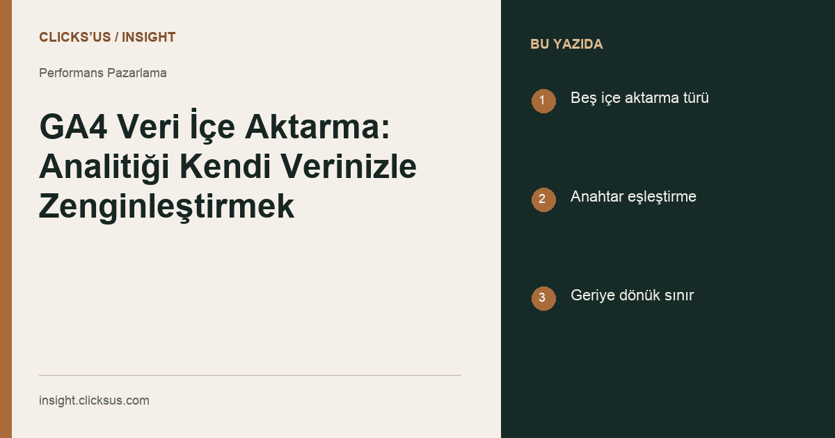 GA4 Veri İçe Aktarma: Analitiği Kendi Verinizle Zenginleştirmek