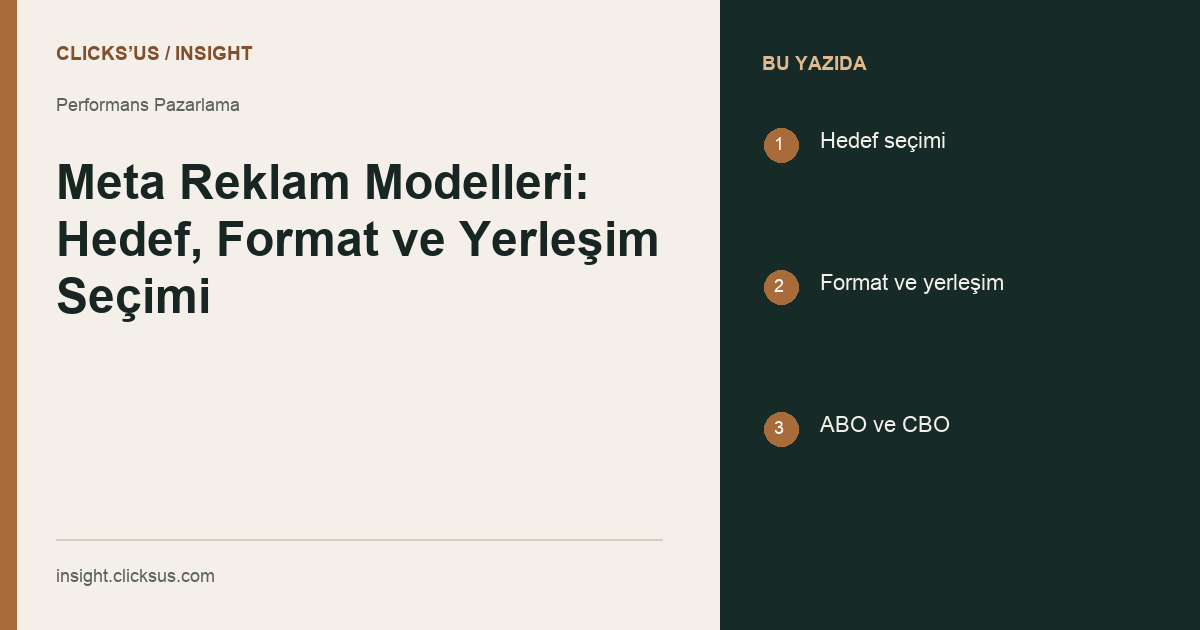 Meta Reklam Modelleri: Hedef, Format ve Yerleşim Seçimi